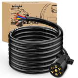 Nilight 16 Feet Heavy Duty 7 Way Plug Inline Trailer Cord 7-Pin Trailer Cord Wire Cable for Truck Camper Blade Molded RV Cable Weatherproof & Corrosion Resistant-16FT