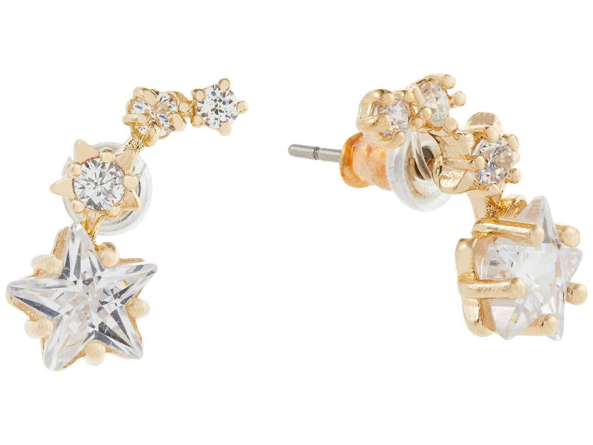 Betsey Johnson CZ Stone Delicate Shooting Star Ear Climber Earrings