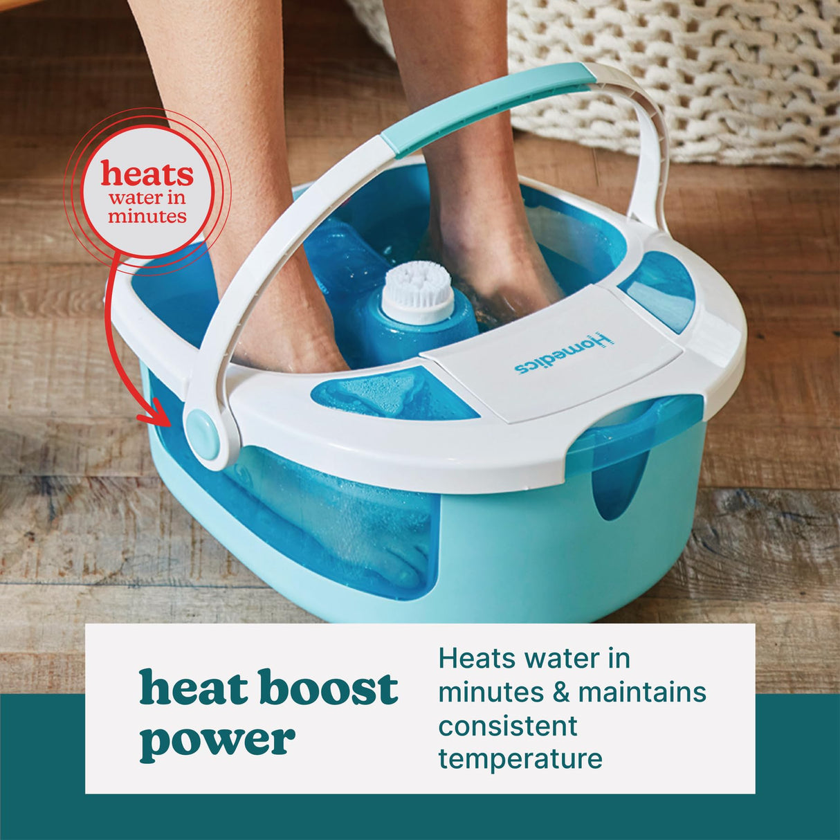 HoMedics Shower Bliss Foot Spa, Shower Massage Water Jets, Pedicure Center with 3 Attachments, Toe-Touch Control, FB-625H