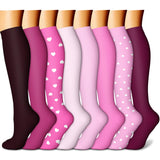 CHARMKING Compression Socks for Women & Men (8 Pairs) 15-20 mmHg Graduated Copper Support Socks are Best for Pregnant, Nurses - Boost Performance, Circulation, Knee High & Wide Calf (L/XL, Multi 53)