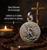 I G J Saint Michael The Archangel Medal - Patron Saint Medal, Small Size, 925 Sterling Silver, Made in Italy