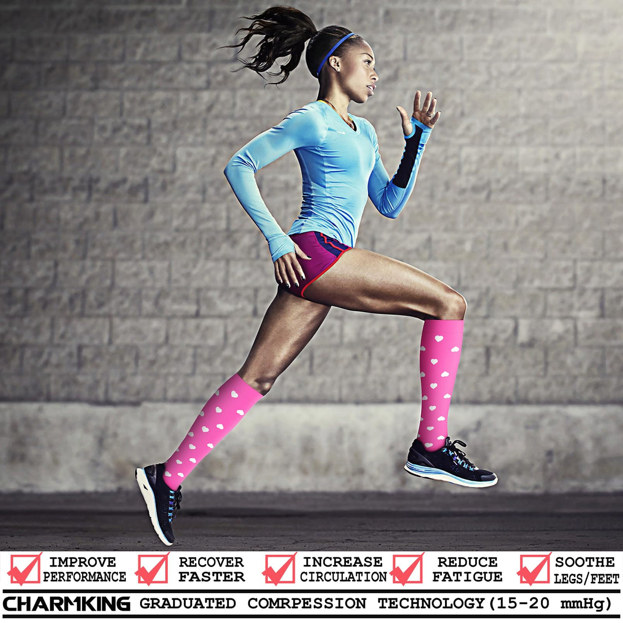 CHARMKING Compression Socks for Women & Men (8 Pairs) 15-20 mmHg Graduated Copper Support Socks are Best for Pregnant, Nurses - Boost Performance, Circulation, Knee High & Wide Calf (L/XL, Multi 53)