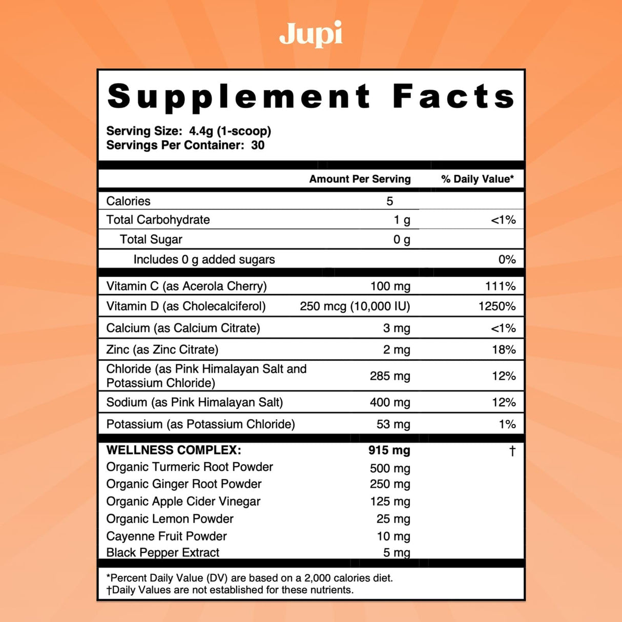 Jupi Hydration & Wellness Powder – Turmeric & Ginger shots, Vitamin C Supplement for Energy, Immune Support & Digestive Health – Vegan, Gluten-Free Drink Mix for Men & Women, Citrus Flavor 30 servings