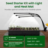 SOLIGT 60 Cell Seed Starter Kit with Grow Light and Heat Mat, Seed Starter Tray with Higher 4.3” Humidity Dome, Flexible Light Positioning for Seed Starting & Seedling Growth
