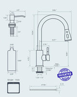 FORIOUS Black Kitchen Faucet with Soap Dispenser and Pull Down Sprayer, Bar High Arc Single Handle Classic 3 Modes Stainless Steel Faucet for Kitchen Sink Farmhouse RV Laundry Camper