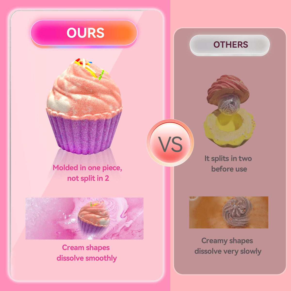 Bath Bombs for Kids with Surprise Jewelry Inside, 8 Cupcake Bath Bombs for Girls Gift Set, Handmade Fizzes Balls with Rich Bubble Bath, Ideal for Chrildren Birthday Christmas