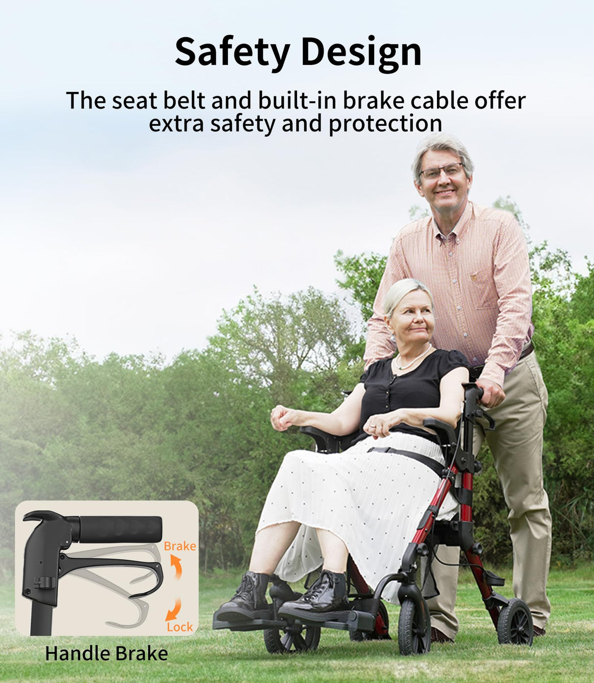 VOCIC Walkers for Seniors, Wheelchairs for Adults, Rollator Walker with Seat, 2 in 1 Rollator Transport Chair with Brakes, Rollator Lightweight Foldable, Walker Wheelchair Combo Z51-FSA HSA