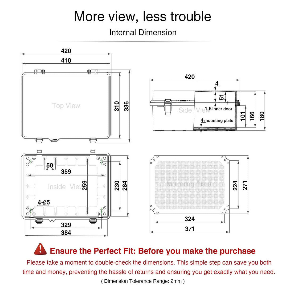 QILIPSU Waterproof Junction Box IP67 Outdoor Plastic Electrical Project Enclosure Weatherproof with Inner Door, Mounting Plate, Wall Brackets, Hinged Grey Cover 16.1"x12.2"x7.1" -D