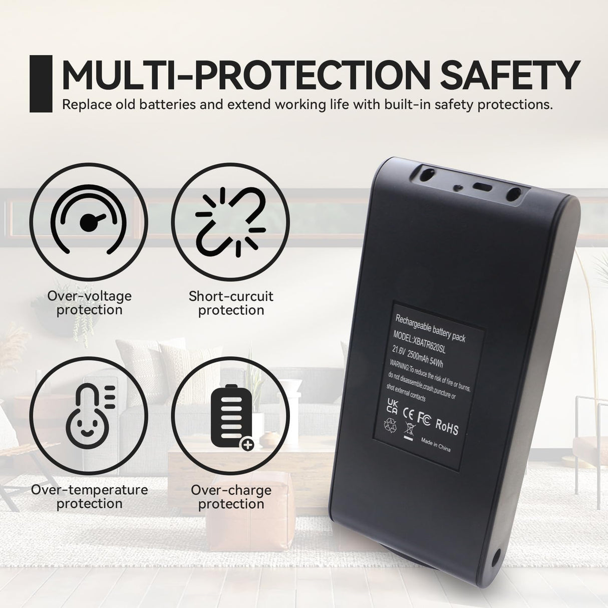 Replacement for Shark XBATR620SL XBATR625SL XBATR625SLEU Vacuum Battery, Compatible with Shark Stratos IZ540H IZ562H IZ531H IZ541H IZ500 LZ500 UZ565H Pro Cordless Vacuum Cleaner Battery 21.6V 2500mAh