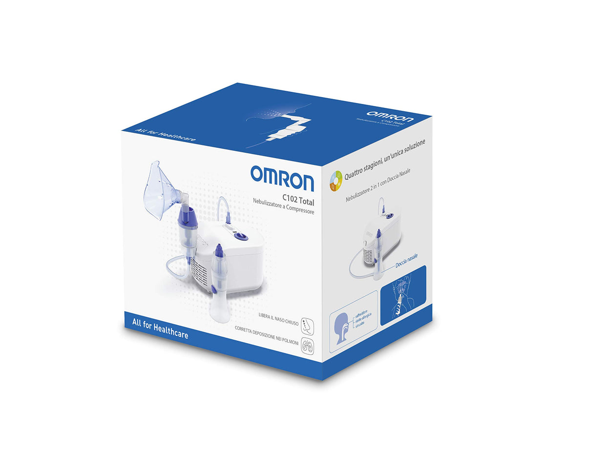 OMRON C102 Total 2-in-1 Nebuliser with Nasal Shower - Comprehensive Respiratory Treatment Device for Both Adults and Children, Effective for Managing Respiratory Conditions