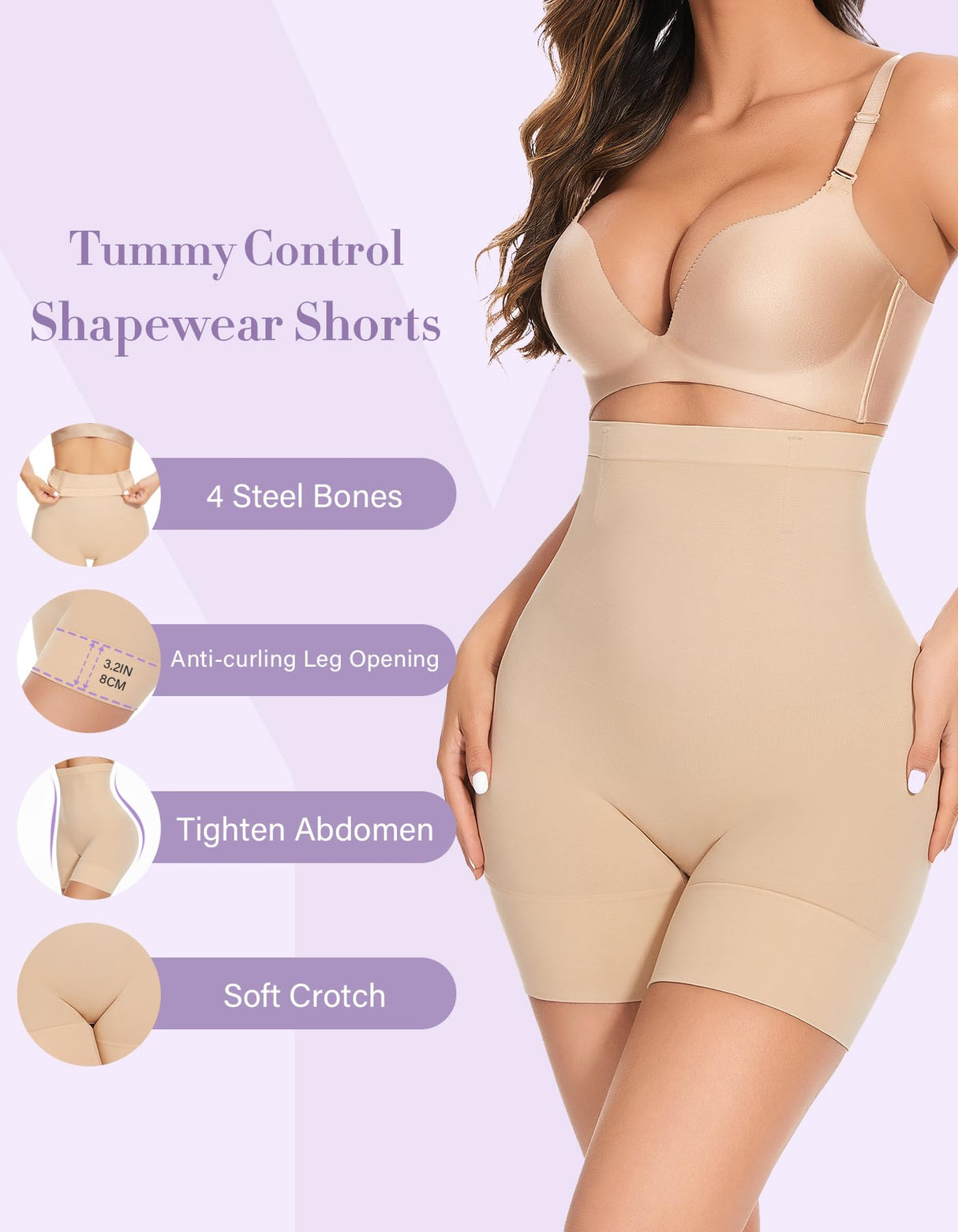 YADIFEN Tummy Control Shapewear Shorts Women Thigh Slimmer High Waisted Shapewear Women Girdles Shorts Shapewear Under Dress