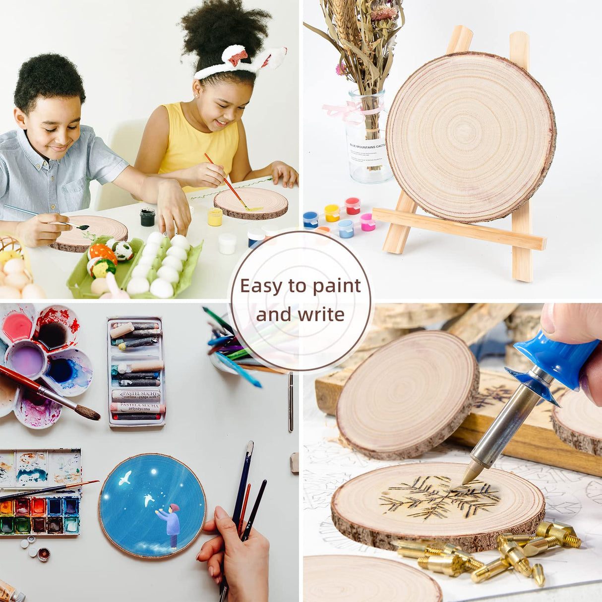 Maputune 8 Pcs 7-8 in Large Unfinished Wood Slices for Centerpieces, Natural Rustic Wooden Plate for DIY Craft, Round Wood Chips for Signage Painting Wedding Party Christmas Decor