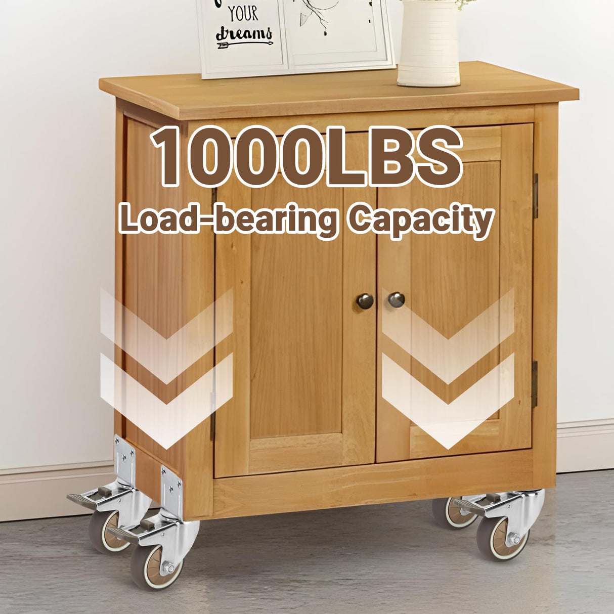 W B D WEIBIDA 3 Inch Side Mount Casters Wheels, L-Shaped Rubber Casters Set of 4, 360 Degree Ball Bearing Swivel Casters, Heavy Duty Casters Wheels for Workbench, Baby Beds, Cabinets, Tables