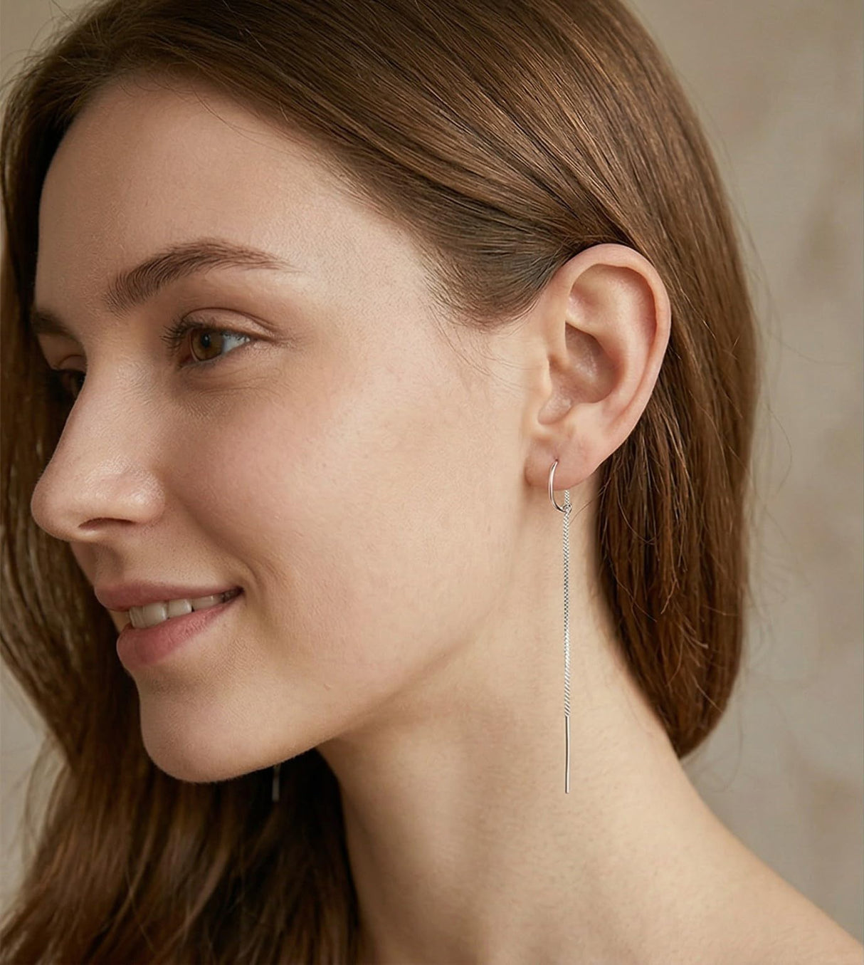 Reffeer Solid 925 Sterling Silver Chain Dangle Earrings Tassel for Women Teen Girls Long Dangle Earrings Minimalist Threader Earrings (A-Silver)