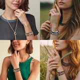 LOWNOUR Boho Bracelets for Women 3pcs Leather Bracelet for Women Western Jewlery Leopard Multi-Layer Crystal Beads Stone Leather Cuff Wrap Bracelets (Boho-3pcs)