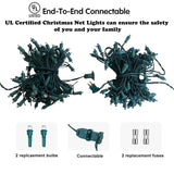 HISHINY Christmas Net Lights Outdoor, 5ftx5ft 100LED Green Wire, Connectable Bush Mesh Net Lights String for Christmas,St Patricks Party,Shrub,Yard,Tree (Green)