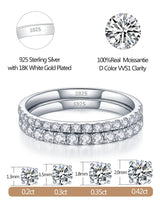 IMOLOVE Moissanite Wedding Band Wedding Rings for Women 925 Sterling Silver Rings with 18K White Gold Plated Eternity Stackable Engagement Ring Anniversary Band Size 6