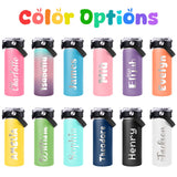 Pozetazas Personalized Water Bottles for Kids, Custom 18 oz Water Bottle for School with Engraved Name, Stainless Steel Tumbler for Kids with Straw, Birthday Christmas Gifts for Girls Boys