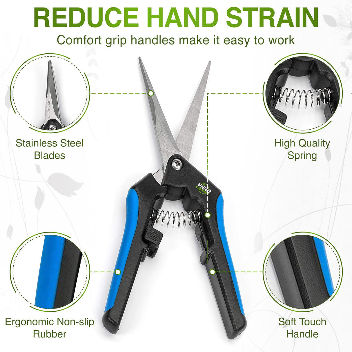 Hydroponic 2Pack Microtip Straight blade/Curved Blade Flower Leaf Trimmer Pruning Shears by Yieldcropper