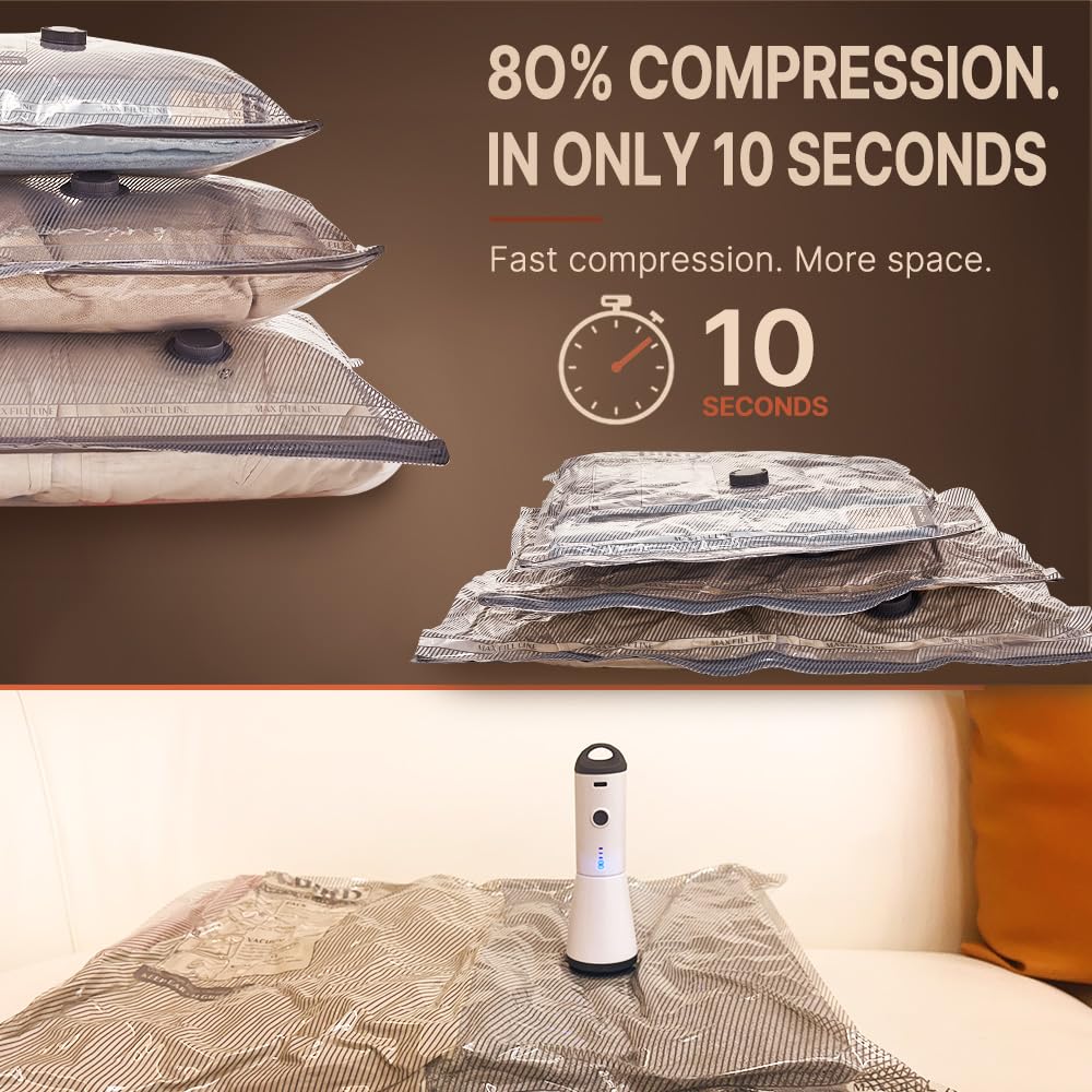 Vacbird Travel Vacuum Bags with Rechargeable Pump, 15 combo tarvel size