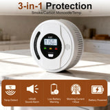 3-In-1 Smoke and Carbon Monoxide Detector Temper Sensor Combo Battery Powered,Smoke Detector, Carbon Monoxide Detectors, CO & Smoke Alarm, Digital Display,Carbon Monoxide Gas Detector for Home,Kitchen