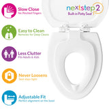 Mayfair NextStep2 Toilet Seat with Built-In Potty Training Seat, Slow-Close, Removable that will Never Loosen, Round, White