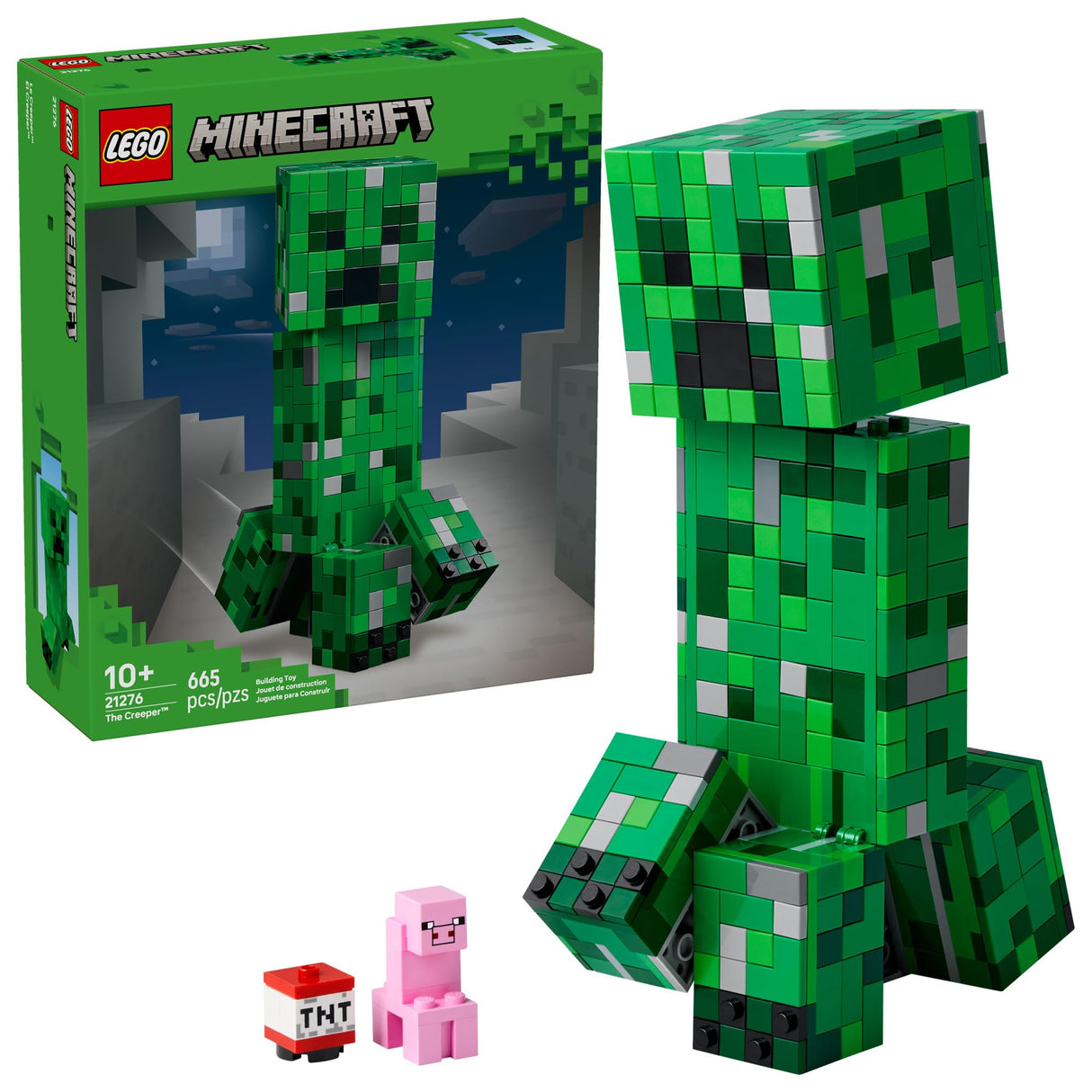 LEGO Minecraft The Creeper Kids Building Toy - Minecraft Toy for Boys & Girls, Ages 10+ - Room Decor for Gamers -W/ 1st Version Minifigure - Gift for Christmas - 21276