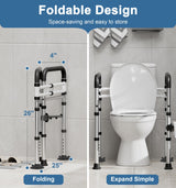 Toilet Safety Rails for Seniors (350 LBS), Adjustable Toilet Safety Frame for Elderly and Disabled, FSA HSA Eligible Foldable Handicap Toilet Assistance Rail Fits Most Toilets, Matte Black