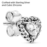 PANDORA Elevated Heart Stud Earrings - Timeless Earrings for Women - Gift for Her - Made with Sterling Silver & Cubic Zirconia - With Gift Box