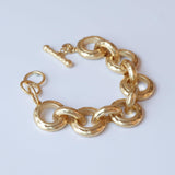 PanLuca 18K Gold Plated Hammered Toggle Bracelet for Women