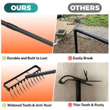 Stirrup Hoe with 76.8" Adjustable Long Handle Weed Puller Heavy Duty Garden Hoe with 12 Tines Rake 2-in-1 Gardening Tool for Loosening Soil, Gathering Leaves, Weeding