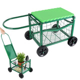 Rolling Garden Workseat with Wheels, Metal Frame Gardenning Stools with Padded Cushion,Hold 150Kgs