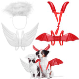 Bulyoou Pet Halloween Costume Angel Dog Costume Wings and Dog Devil Cat Angel Devil Cosplay Outfit Fits Many Pets for Christmas, Halloween Parties, Gifts for Dog & Cat Lovers(White, Red)
