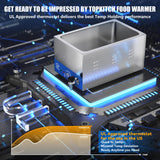 TOPKITCH 2-Pan Commercial Food Warmer with Non-Leakage Stretch-Forming Water Tank &2 of 1/2 Size GN Pan,Countertop Soup Station Bain Marie with Drain Tap for Buffet,Catering,Parties and Restaurants