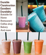 32 oz Clear Plastic Cups with Lids and STRAWS, Disposable Drinking Cups for Cold Drinks, Iced Coffee, Milkshakes, Smoothies, 25 Sets