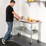 HARDURA Stainless Steel Table with Wheels 30 x 36 Inches Casters NSF Heavy Duty Commercial Prep Table with Undershelf and Galvanized Legs for Food Prep