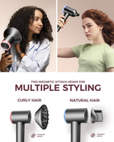 Hair Dryer with Diffuser, Professional High-Speed Blow Dryer, Negative Ionic Hair Dryers for Women, 110,000 RPM Fast Drying, 5 Temps & 3 Speeds, with HD Digital Screen & Carrying Case, Gray