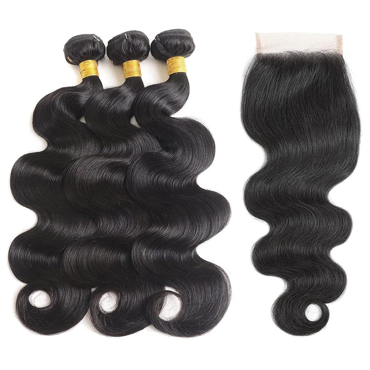 Body Wave Bundles with Closure Human Hair 16 18 20+14 Inch Human Hair Bundles with Closure 100% Brazilian Virgin Body Wave 3 Bundles Human Hair with 4x4 Lace Closure Natural Black