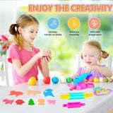 Dough Tool Sets for Kids Toddlers,Cute Playdough Accessories with Rolling Pin Dough Mat Storage Box,Party Pack Toys for Kids Age 2-4 3-5 4-8,Educational Toys Gift for Birthday Christmas Boys Girls