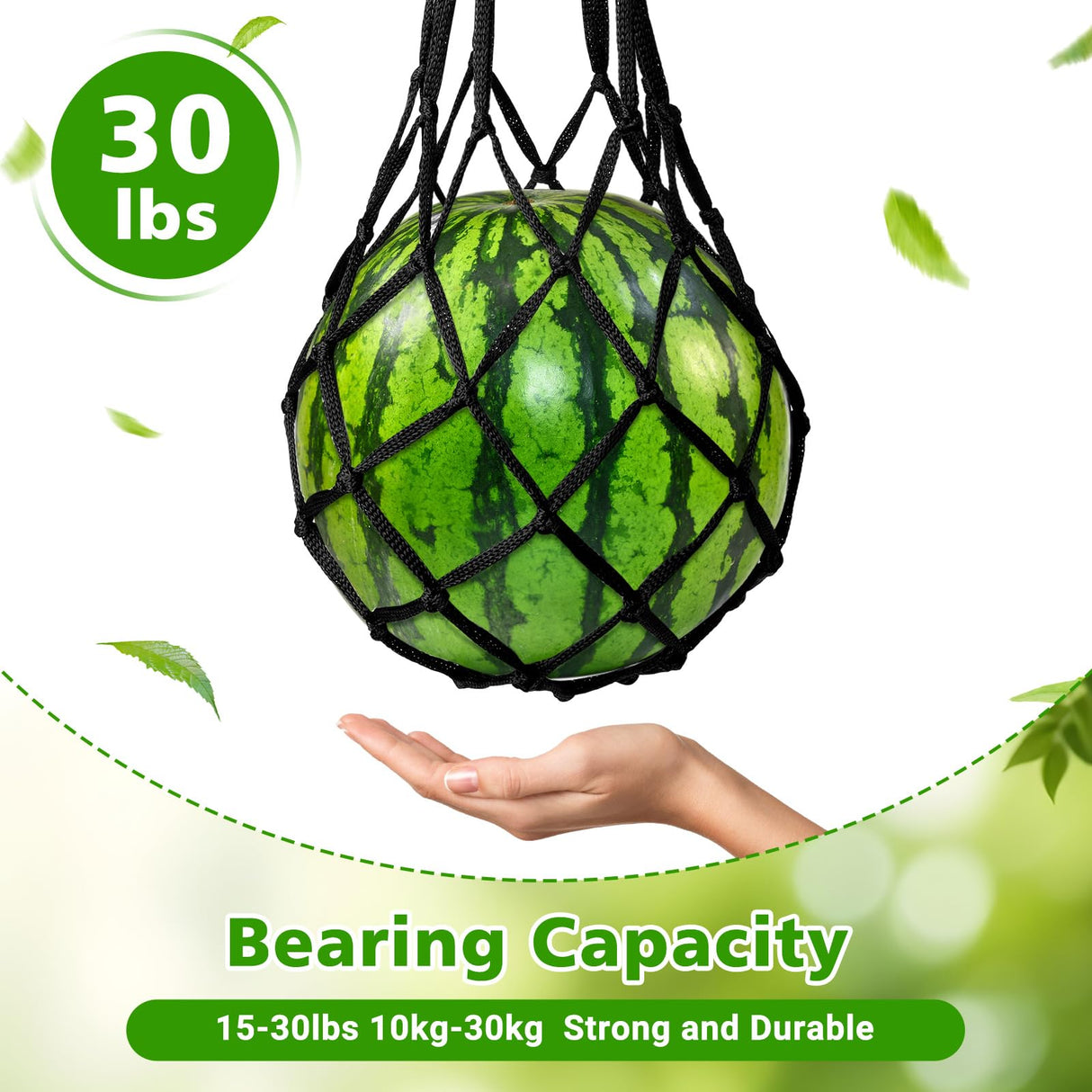 12 Pack Melon Hammock Watermelon Nets with S Hanging Hooks, Melon Cradle for Garden to Prevent Falling, Heavy Duty Watermelon Mesh Bag for Growing Cantaloupe Pumpkin in Vertical Garden (Black)