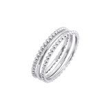 Amazon Essentials Rhodium Plated Sterling Silver Stacking Ring Set of 3 Size 8, Silver