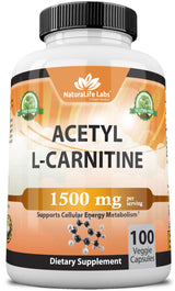 Acetyl L-Carnitine 1,500 mg High Potency Supports Energy Production, Sports Nutrition, Supports Memory/Focus - 100 Veggie Capsules