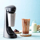 OVENTE Classic Milkshake Maker Machine with 2 Speed Setting, Safety Lock & 15.2 Ounce Stainless Steel Mixing Cup & Rod, Electric Drink Mixer Ideal for Malted Milk, Protein Shakes & More, Black MS2070B