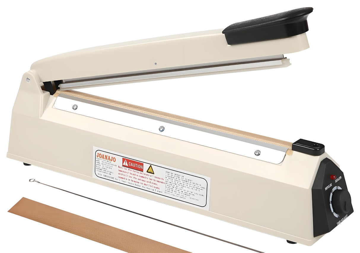 Impulse Sealer 12 inch Manual Heat Sealer Machine with Adjustable Heating Mode, ABS Shrink Wrap Bag Sealers for Plastic PE PP Bags, Portable Poly Bag Sealing Machine with Extra Replace Kit(Ivory)