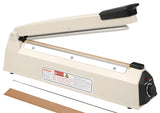 Impulse Sealer 12 inch Manual Heat Sealer Machine with Adjustable Heating Mode, ABS Shrink Wrap Bag Sealers for Plastic PE PP Bags, Portable Poly Bag Sealing Machine with Extra Replace Kit(Ivory)