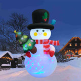 SRKLH 8 FT Christmas Inflatables Snowman Yard Decoration, Blow Up Snowman with Christmas Tree Outdoor Decoration with Rotating LED Lights for Holiday Party Garden Lawn Decor, Xmas New Year Kids Gifts