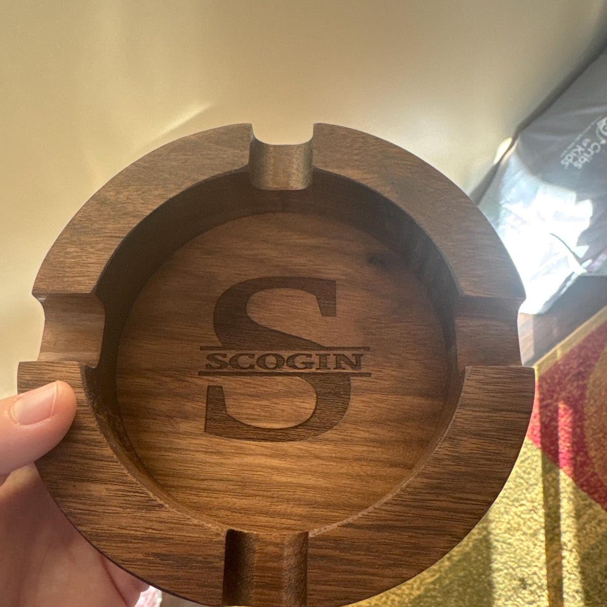 Cigar Ash Trays for Men Dad Home Ashtrays Personalized Walnut Wooden Outdoor Cigar Ash Tray With Name Cigar Accessories for Husband Grandpa Groomsmen Fathers Day Birthday Anniversary Christmas Gifts