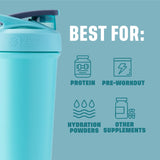 BlenderBottle Sport Sleek Insulated Stainless Steel Shaker Bottle with Wire Whisk, 25-Ounce, Seafoam – Protein Shakes & Hydration for Athletes & Fitness Enthusiasts, Easy Mixing, Slim Easy to Hold, Keeps Drinks Cold, Lockable Lid