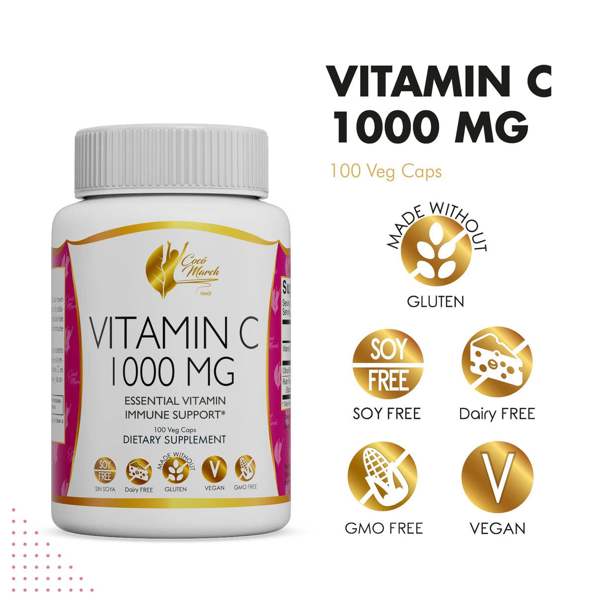 Cocó March N.M.D Vitamin C - Gluten Free, Soy Free, Dairy Free, GMO Free, Vegan (Vitamin C Capsule)