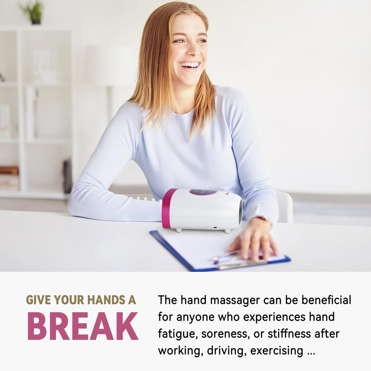 FIT KING Hand Massager with Heat for Hand Massage and Arthritis Carpal Tunnel Finger Numbness Relief - Cordless & Portable & Touch Screen - Birthday Gifts for Wife Mom Girlfriend- FSA HSA Eligible